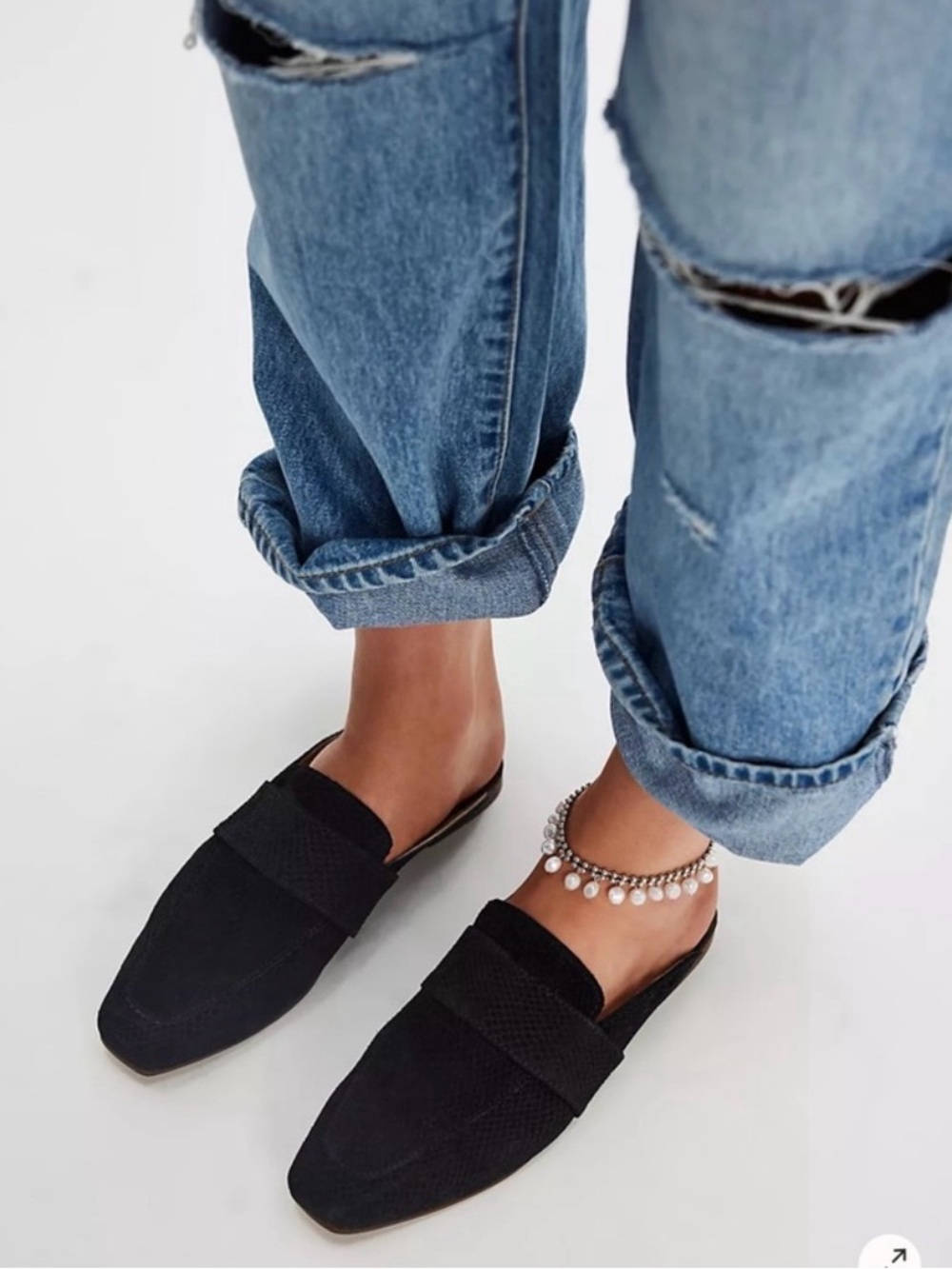 FREE PEOPLE Sz 40 At Ease Black Textured Leather Mules